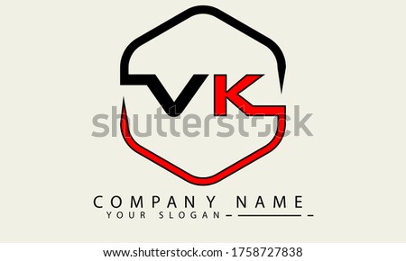 VK initial Logo. Letter template Vector with Red and Black.