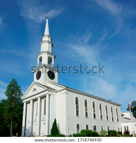 Scenic view of Historic First Congregational church Holliston Massachusetts usa