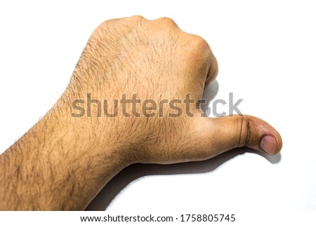 A picture of male hand with white background