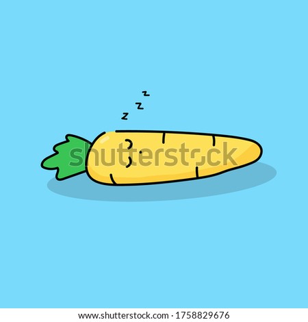 Cute sleeping carrot. Healthy food. Cute cartoon character. vector illustration