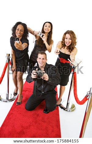 Premiere: Group of Fans Taking Photos On Red Carpet