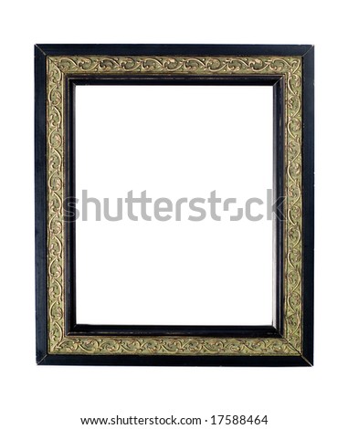 Empty vertical picture frame at white background