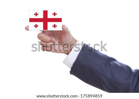 Businessman holding a business card with Georgia Flag 