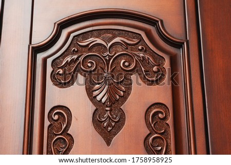 wooden door with handle, half door, brown door