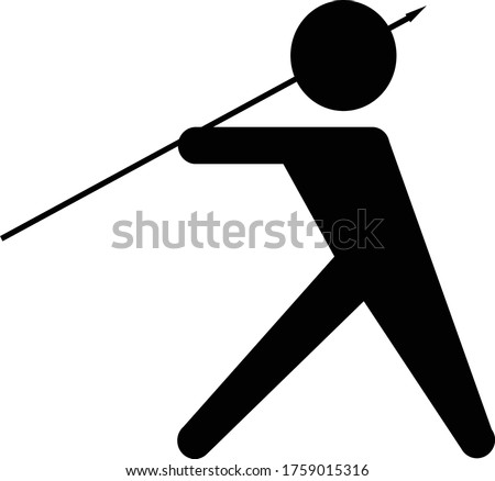 vector illustration of Black Stick man javelin throw icon on white background