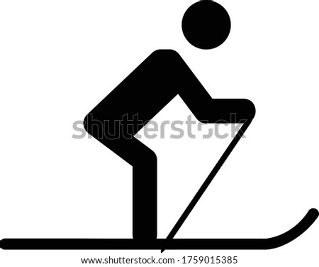 vector illustration of Black Stick man ski icon on white background