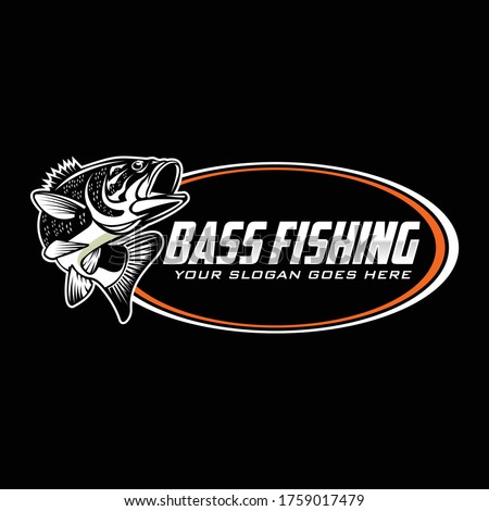 Bass Fishing Logo. Unique and Fresh Bass jumping out of the water. great for your bass fishing activity.