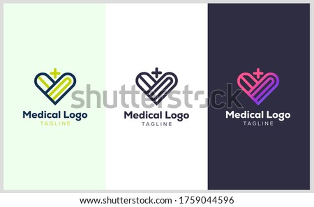 Medical logo template, medical heart logo