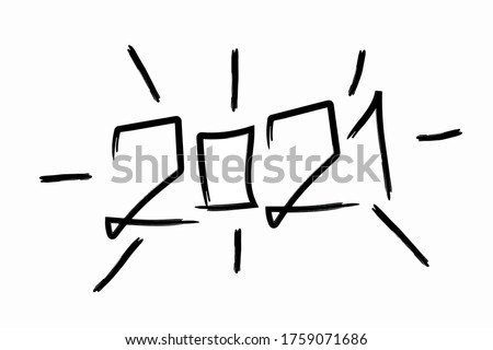 2021 Happy New Year Simple black and White design. Vector EPS 10 