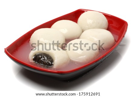 chinese food glue pudding in a bowl closeup photograph isolated on white background  Royalty-Free Stock Photo #175912691
