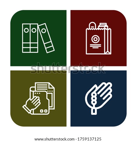Set of new icons. Such as Files, Shopping bag, File, Bead , new icons
