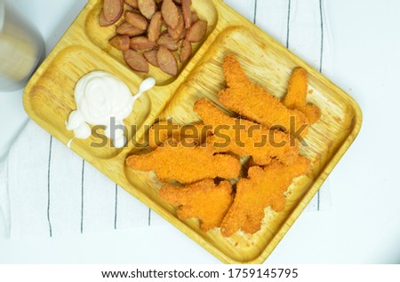 Chicken nuggets, studio shot with a white background