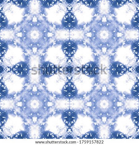 Watercolor Batik Repeat. Seamless Tie Dye Pattern. Denim Blue White Shibori Organic Backdrop. Artistic Bohemian Ornament. Bohemian Abstract Style. Aged Watercolor Batik Repeat.