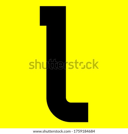 Dark modern font. Trendy alphabet, black vector letter L on a yellow background, vector illustration 10eps