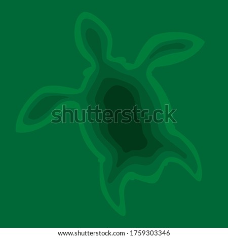 paper cut style green turtle illustration. Modern design for packaging, paper, fabric. print for clothes