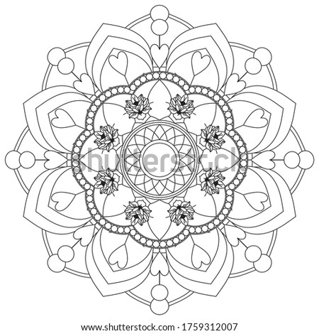 Vector simple mandala with abstract elements, isolated on white background. Oriental ethnic ornament. Design element.
