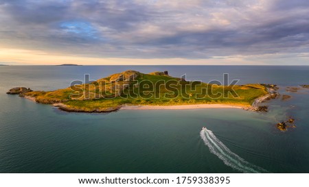 Ireland's Eye is an island on the East coast of Ireland near Howth Aerial view Sailboats in the harbor of Howth near Dublin, Ireland a fishing village and small trading port from at least the 14th century