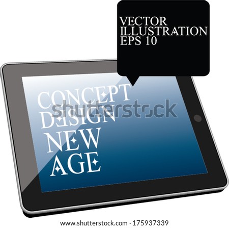 tablet screen with concept design. new age. vector illustration