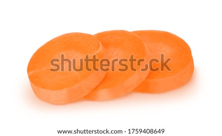 Fresh carrot slices isolated on a white background. Clip art image for package design.