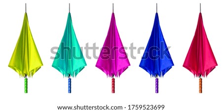 colourful umbrellas isolated on white background 