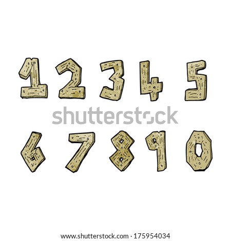 cartoon wooden numbers