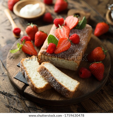 Homemade angel food cake with fresh berries
