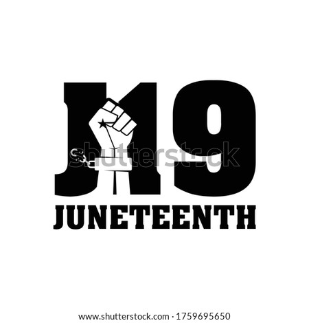 J 19 is June 19 or Juneteenth Celebrate Freedom. Design of Banner. Vector logo Illustration.