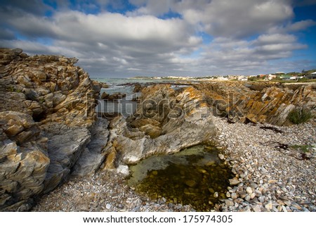 Beautiful colorful rocky coastline of South Africa 