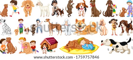 Set of dog cartoon character illustration
