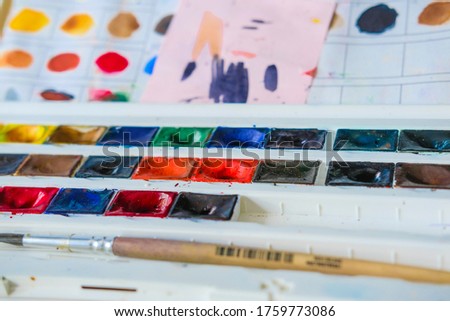 closeup image of watercolor paints