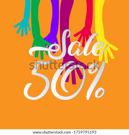 sale 50%, beautiful template banner with youth theme. vector design illustration, graphics elements for t-shirts, the sign, badge or greeting card and background photo booth