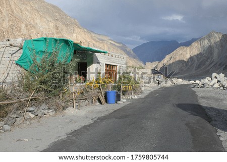 Ladakh, India - June, 2020: Landscapes in India. Incredible scenery of landscapes and mountains in the Himalayas. 