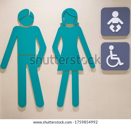 Sign of Ladies,Gentleman,Handicap and Diaper Changing room and Toilet 