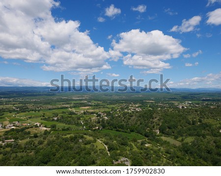 views on ardeche valley and gorges countryside from grospierres rocher