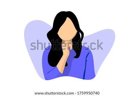 women thinking concept. with flat design vector illustration.