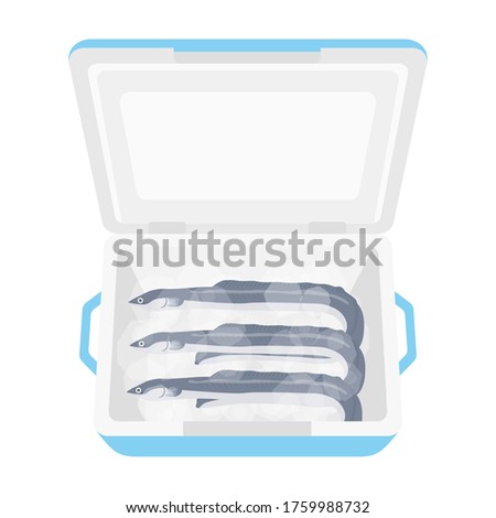 Illustration of eel in a cooler box.