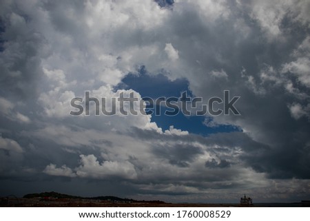cloudy afternoon sky seen from the port, Tanjung Pinang, Riau Islands, Indonesia