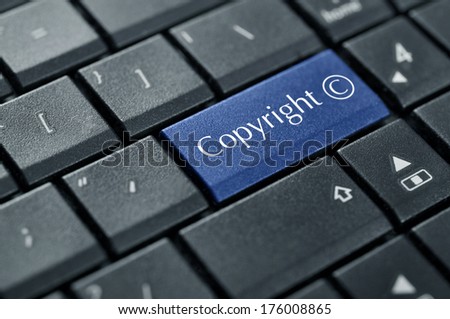 Computer keyboard with Copyright symbol closeup