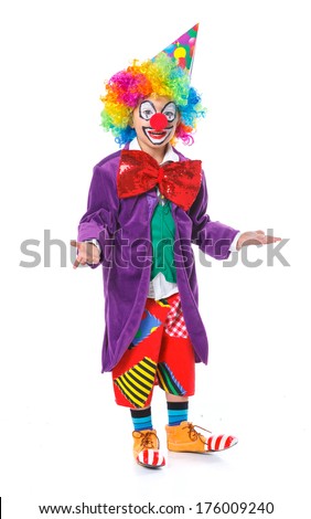 Cute boy clown. Isolated on white background.