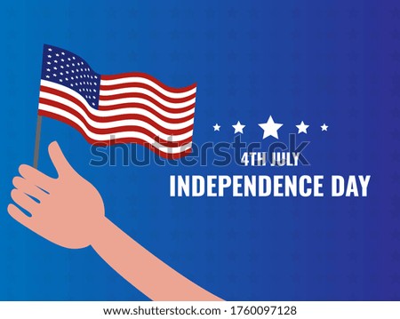 America Flag Waving on Hand - Independence Day - Poster - Social Media Post - Vector, Transparent Background