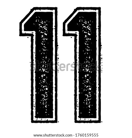 Classic Vintage Sport Jersey / Uniform numbers in black with a black outside contour line number on white background for American football, Baseball and Basketball