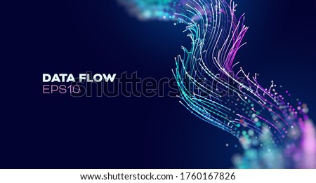 Futuristic wave, Futuristic data stream vector background. Data vortex stream technology. Cyberpunk funnel. Royalty-Free Stock Photo #1760167826
