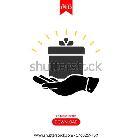 in the hands of a gift. hand and drawer vector graphics. celebration. hands. The design is stylish. work for your site. 10 eps