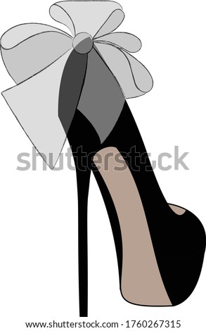 high heels stiletto shoe with bow vector  Royalty-Free Stock Photo #1760267315