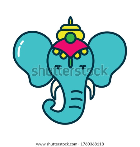 Indian elephant line and fill style icon design, India culture travel and asia theme Vector illustration