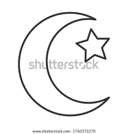 Indian moon with star line style icon design, India culture travel and asia theme Vector illustration