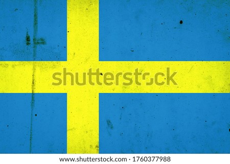 Sweden flag on concrete wall. Travel. Backgrounds.