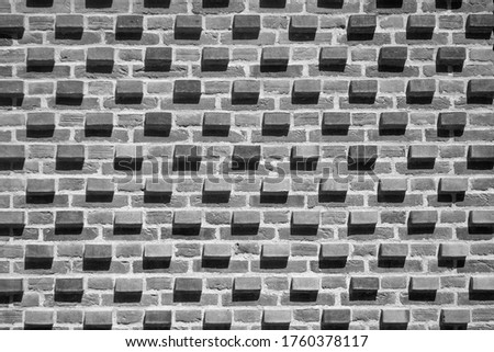 Black and white brick wall texture. Architecture. Backgrounds.