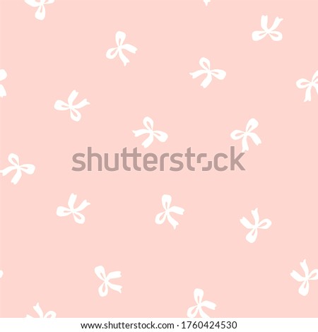 White bows on pink background repeat seamless vector pattern 
