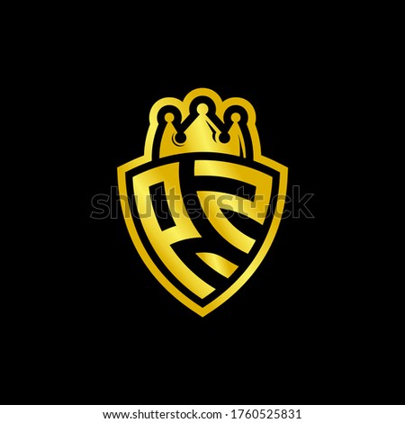 PZ monogram logo with shield and crown style design template isolated on black background